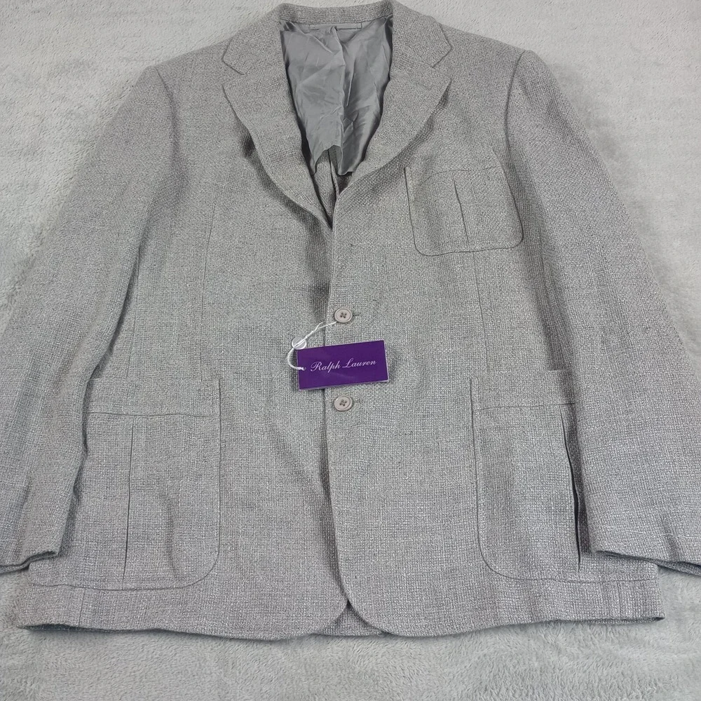 Ralph Lauren Purple Label Blazer 44R Kent Linen‎ Cashmere Silk Sport Coat Grey